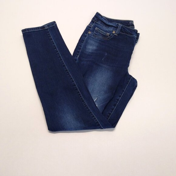Maurices Distressed Skinny Jean M-Short Blue Denim Ripped Details Cotton Spandex - Picture 4 of 9
